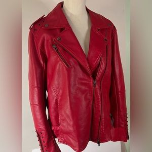 ASHLEY STEWART Red Faux Leather Jacket- Sz 18/20